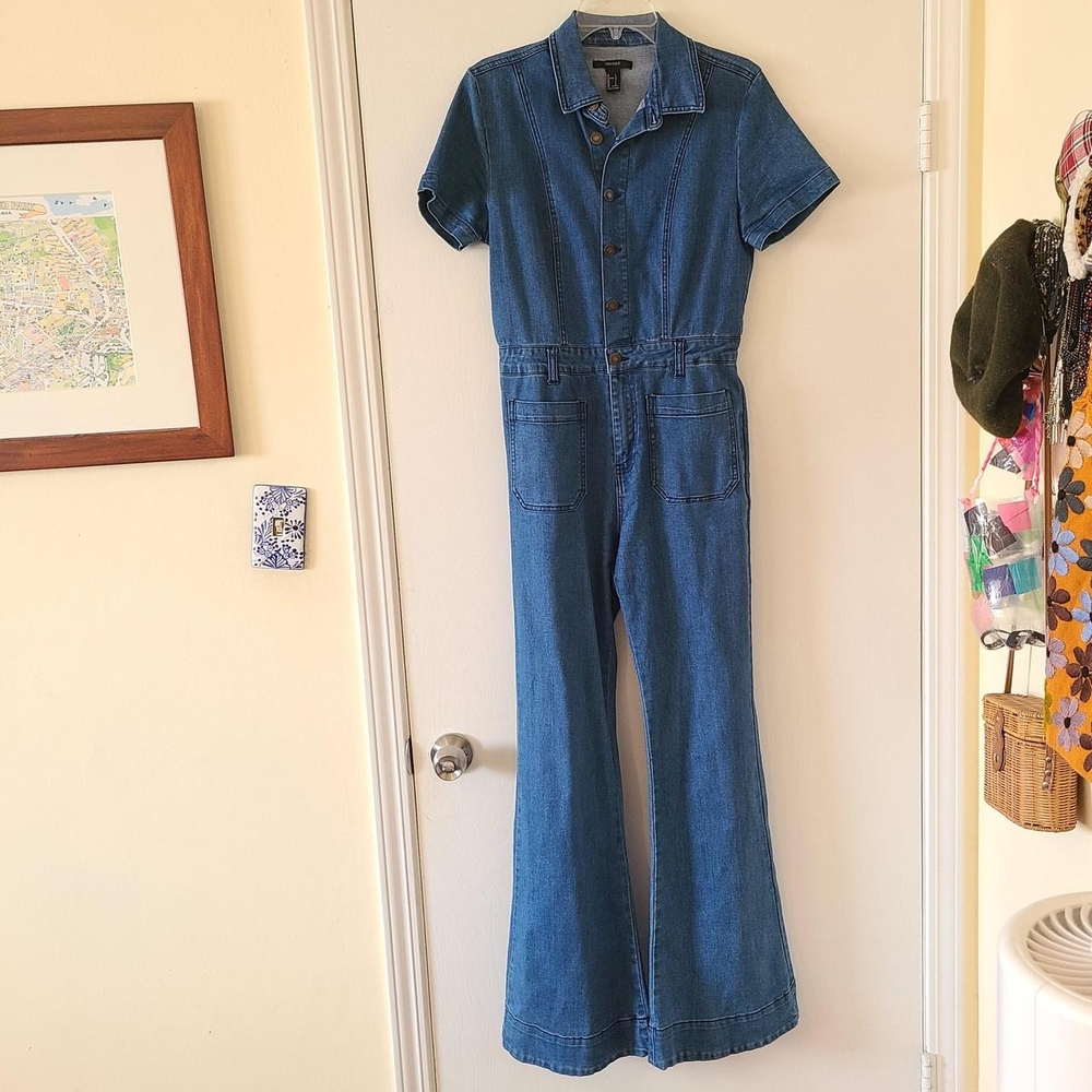 Flared Denim Jumpsuit